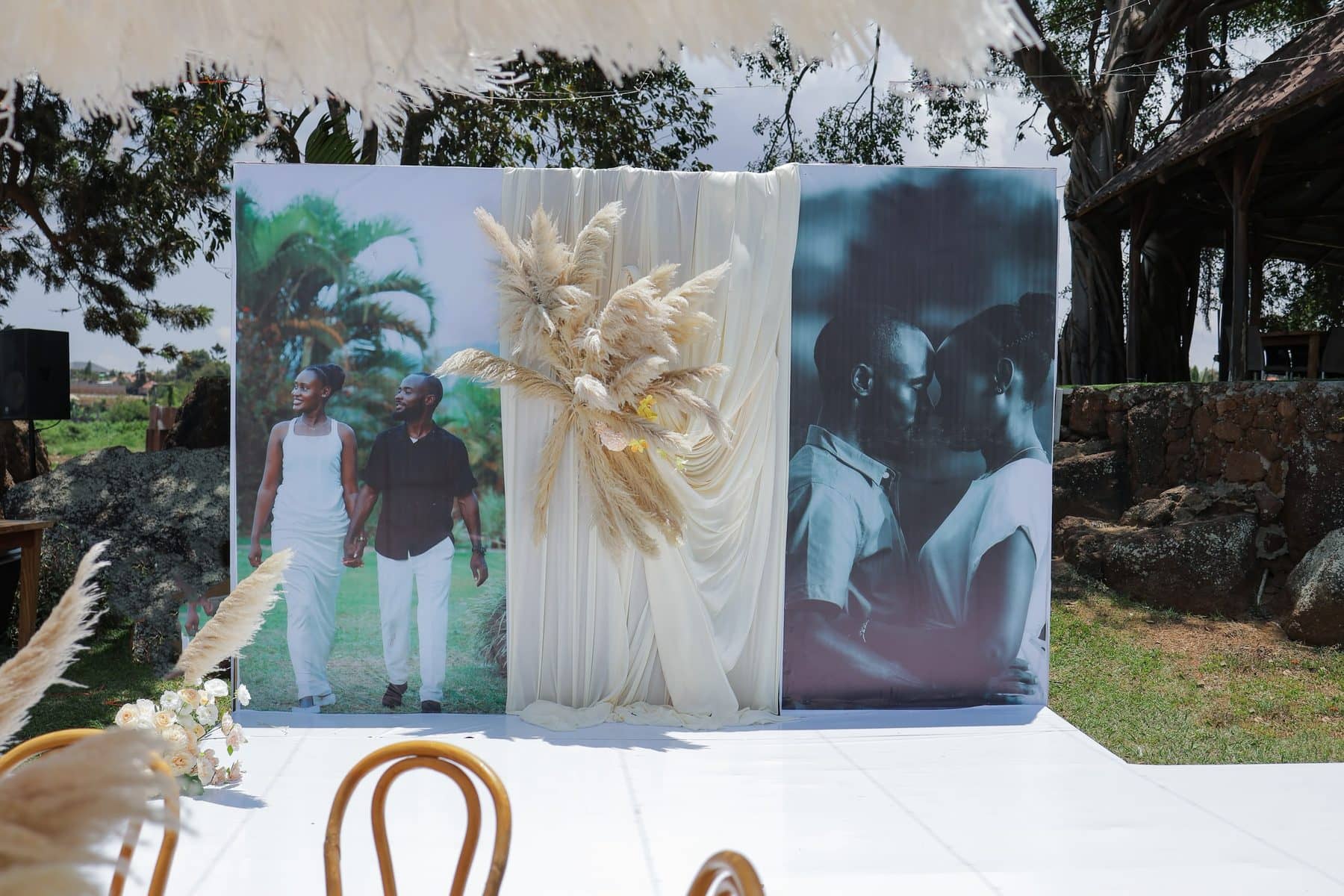 A portrait wall for the couple
