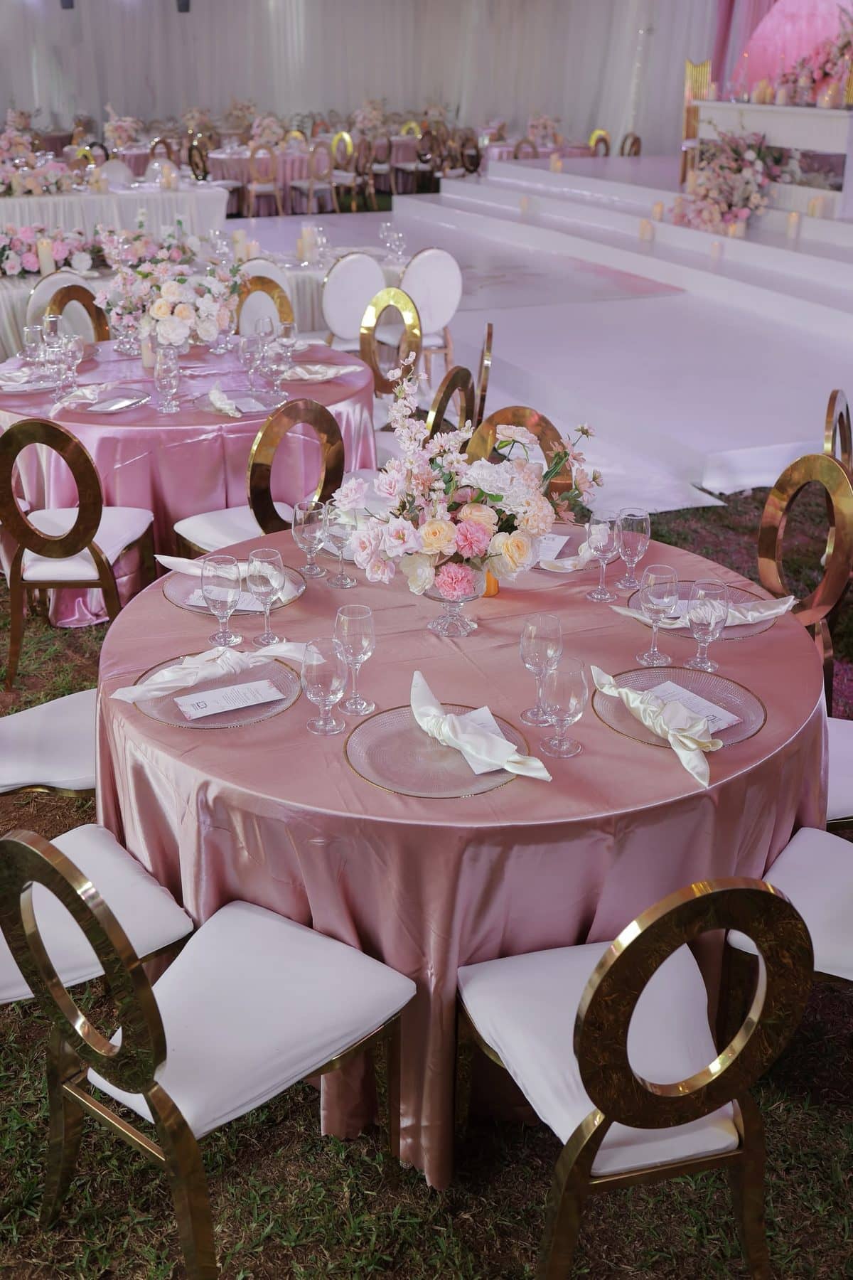 Satin, rose gold and ring-back chairs